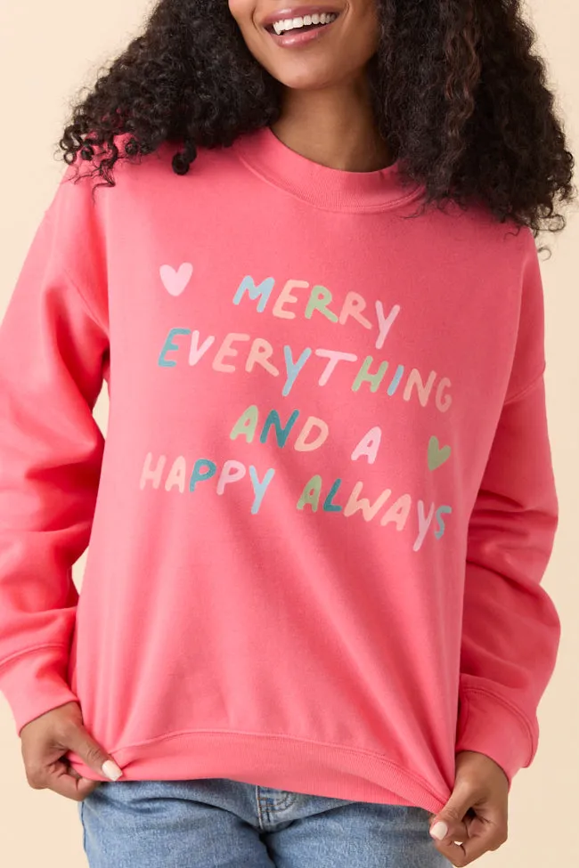 Merry Everything Light Red Graphic Sweatshirt FadeResistant Seasonal Style