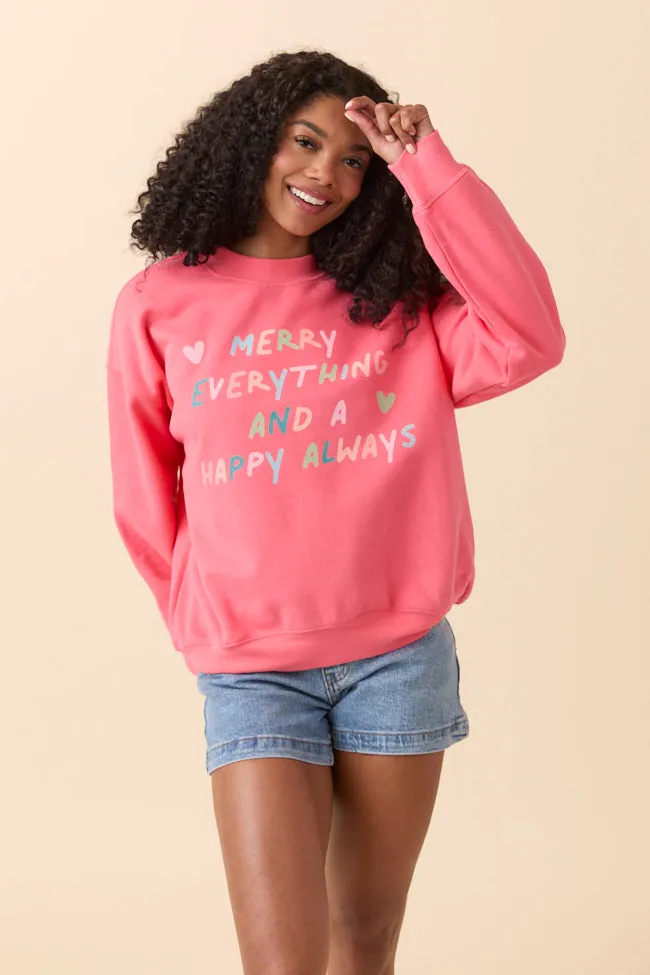 Transitional Clothing Merry Everything Light Red Graphic Sweatshirt