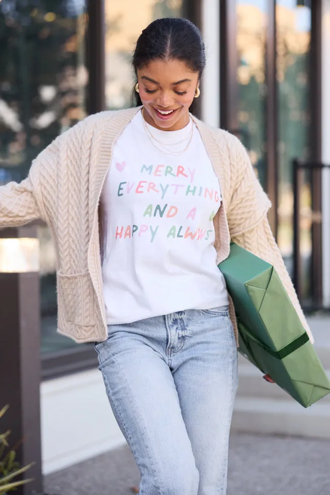 Merry Everything White Graphic Tee Outdoor Jacket