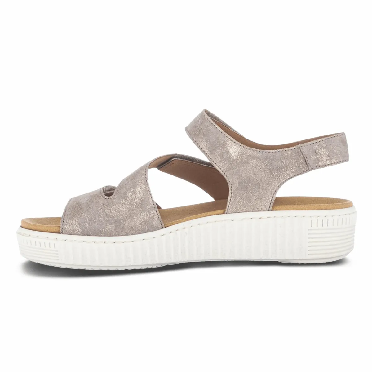 Gabor Women's 43.600.62 Beige Metallic Leather Bacterial Inhibiting Lining Traction Sole