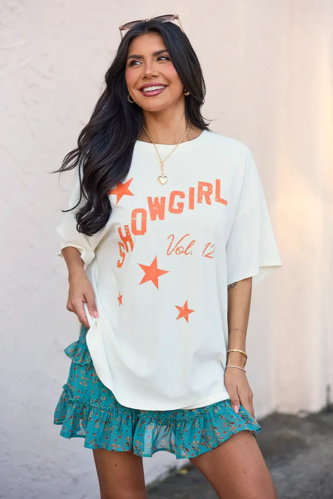 Cozy Pullover Showgirl Off White Oversized Graphic Tee