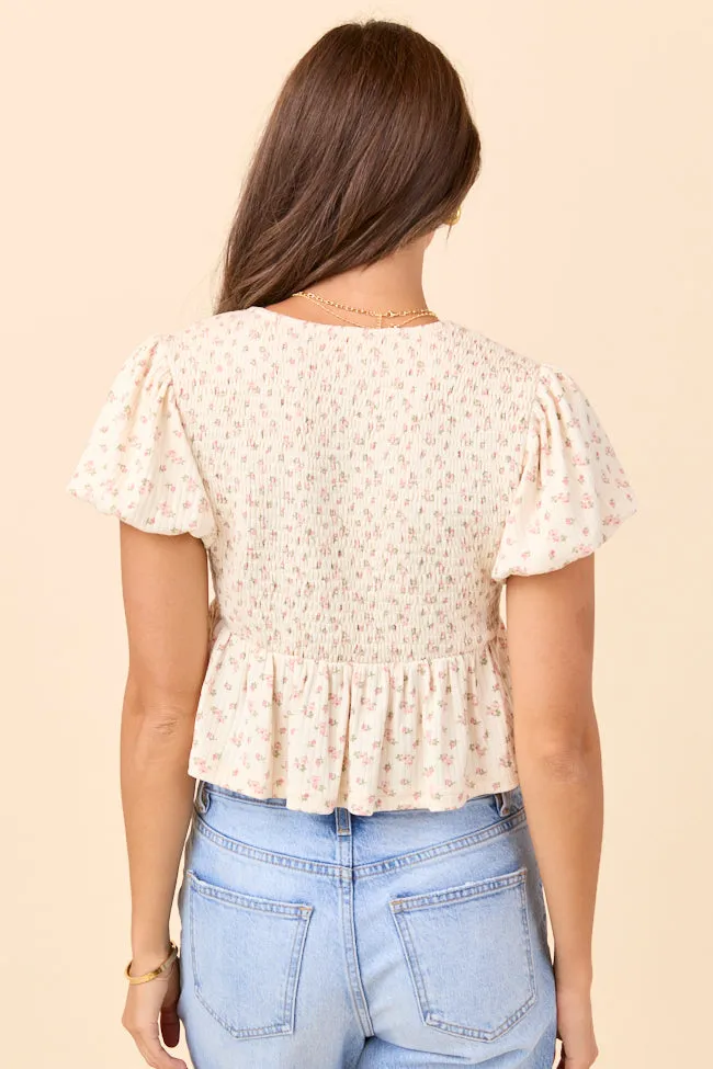 Handmade Glow Miriam Floral Smocked V-Neck Top
