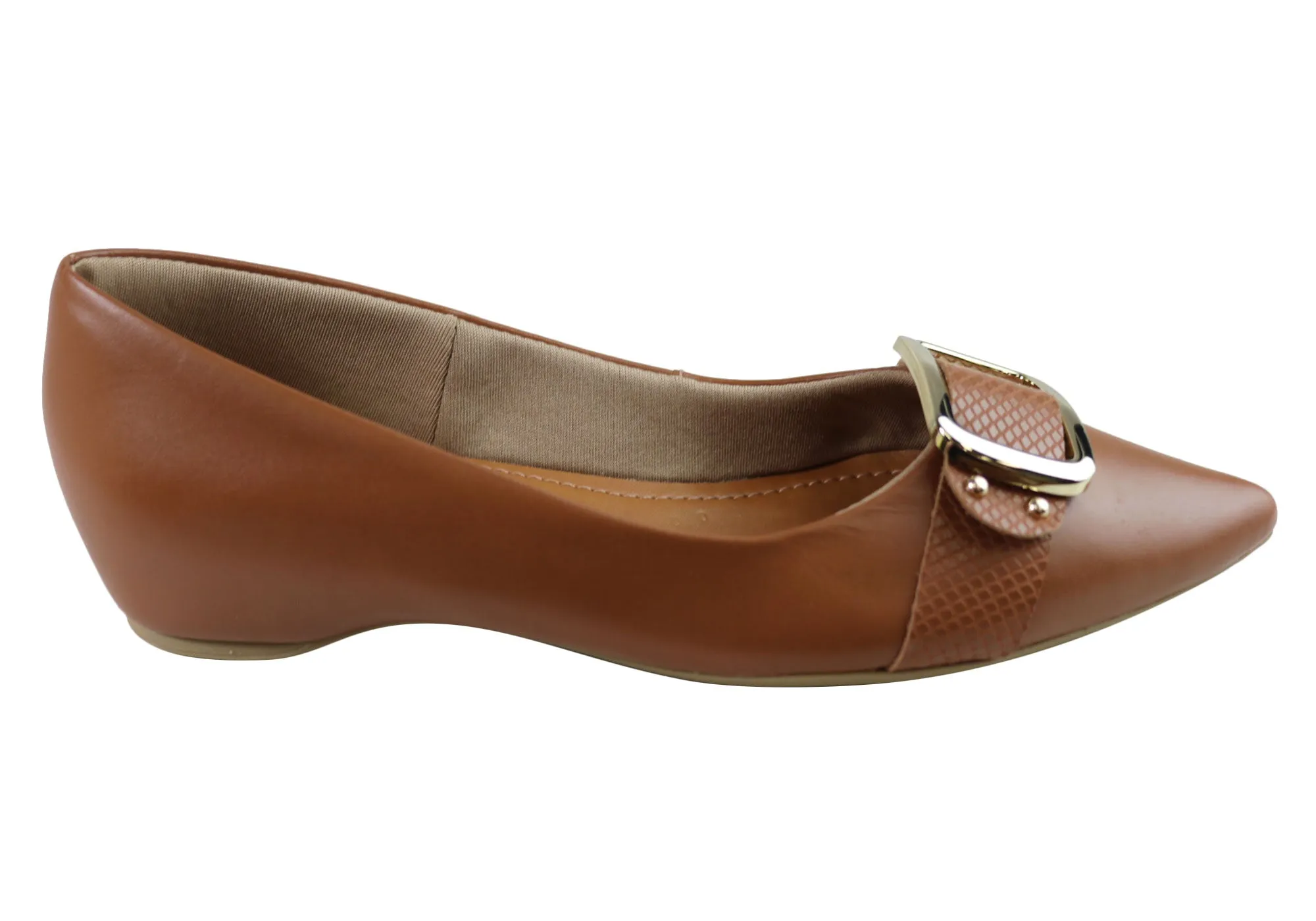 Classic Comfort Usaflex Alexandria Womens Low Heel Leather Shoes Made In Brazil