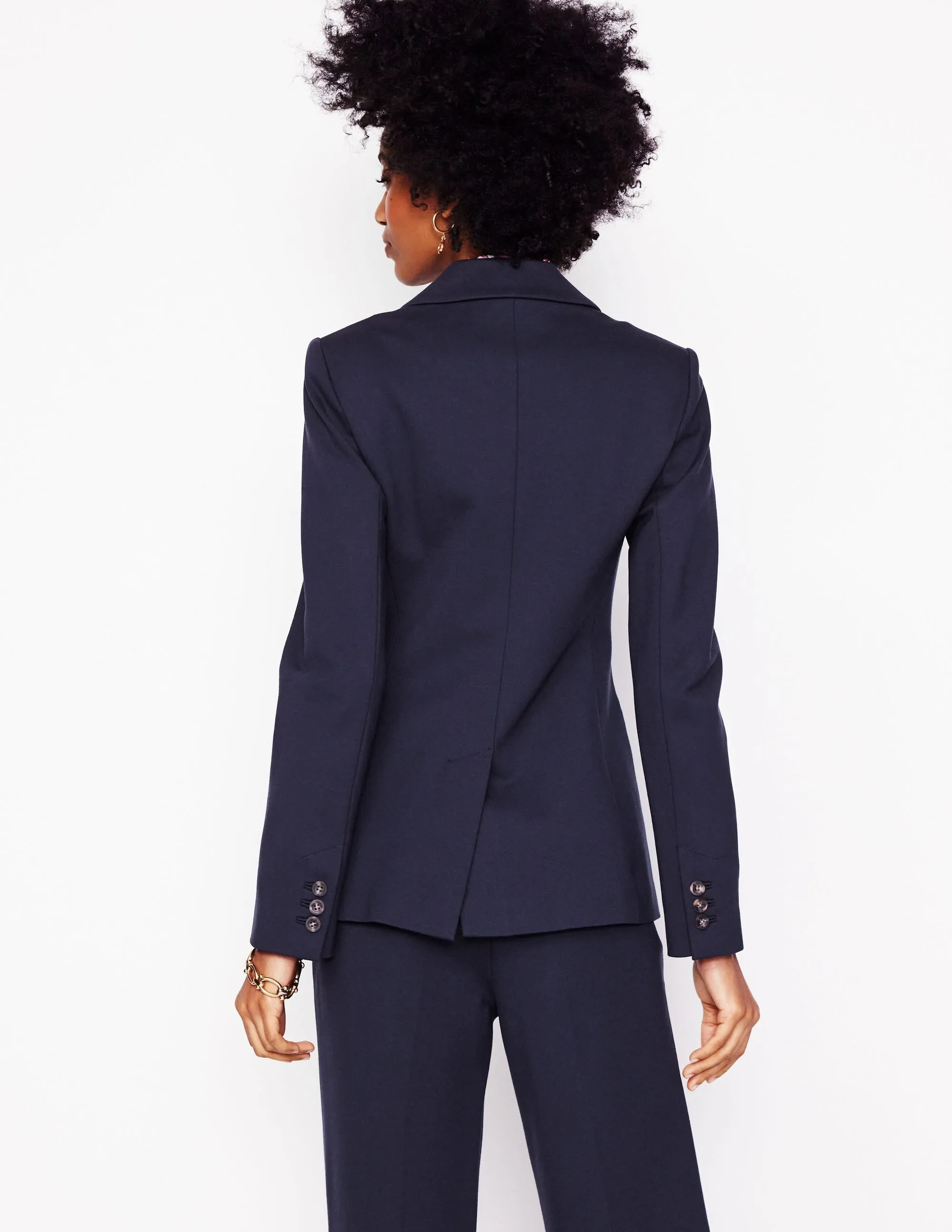 Heavy Duty Zippers Non Irritating Seams Marylebone Ponte Blazer-Navy
