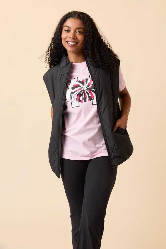 Mom Block Cheer Light Pink Graphic Tee GentleWaistband Repair Fit