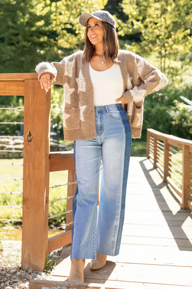 Elegant Pants More Than Wishes Brown Star Cardigan Emily Fauver X Pink Lily