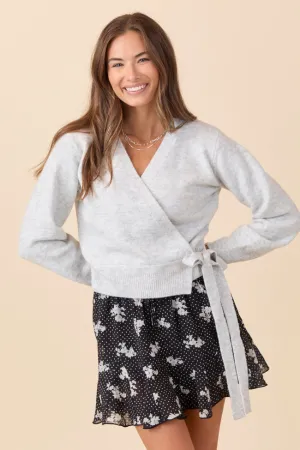 Winnie Light Grey Wrap Cardigan AntiPillingTechnology