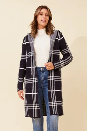 Water Repellent Coating TORONTO CHECK PRINT KNIT CARDIGAN