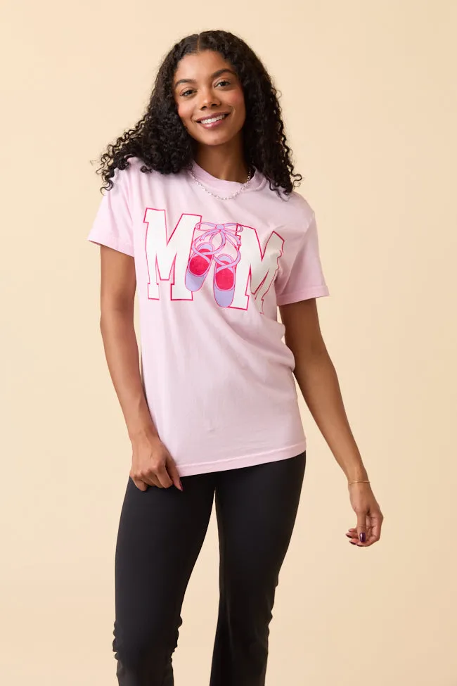 Comfy Style Soft Jersey Mom Block Dance Light Pink Graphic Tee
