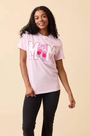 Comfy Style Soft Jersey Mom Block Dance Light Pink Graphic Tee