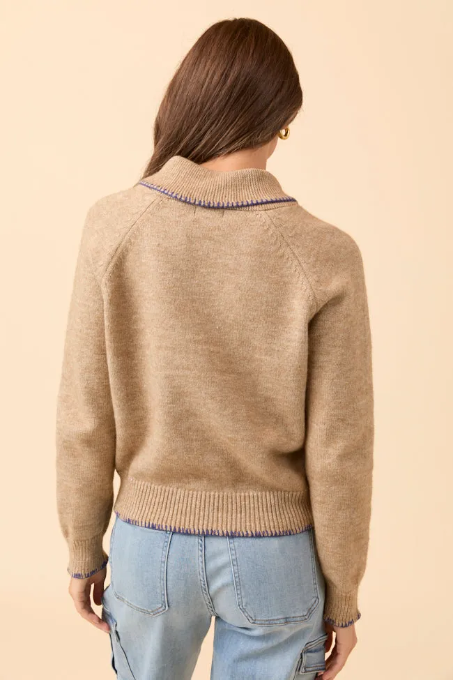 Nettie Brown V-Neck Toggle Button Sweater Smart Casual