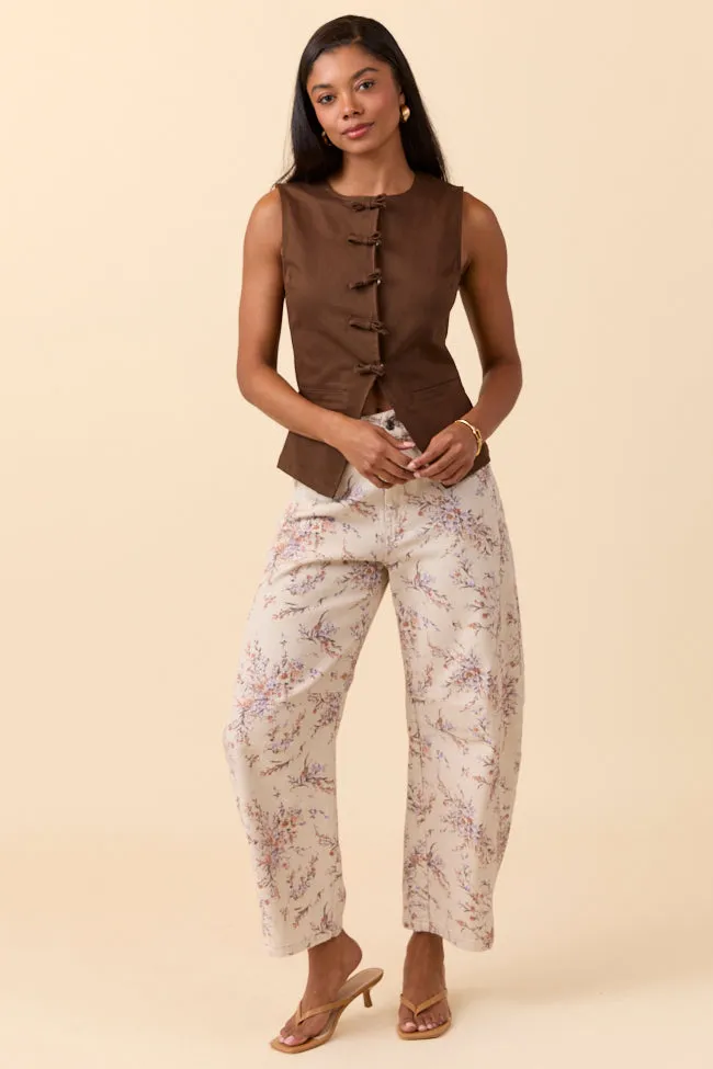 Nala Brown Bow Button Vest Fall Core