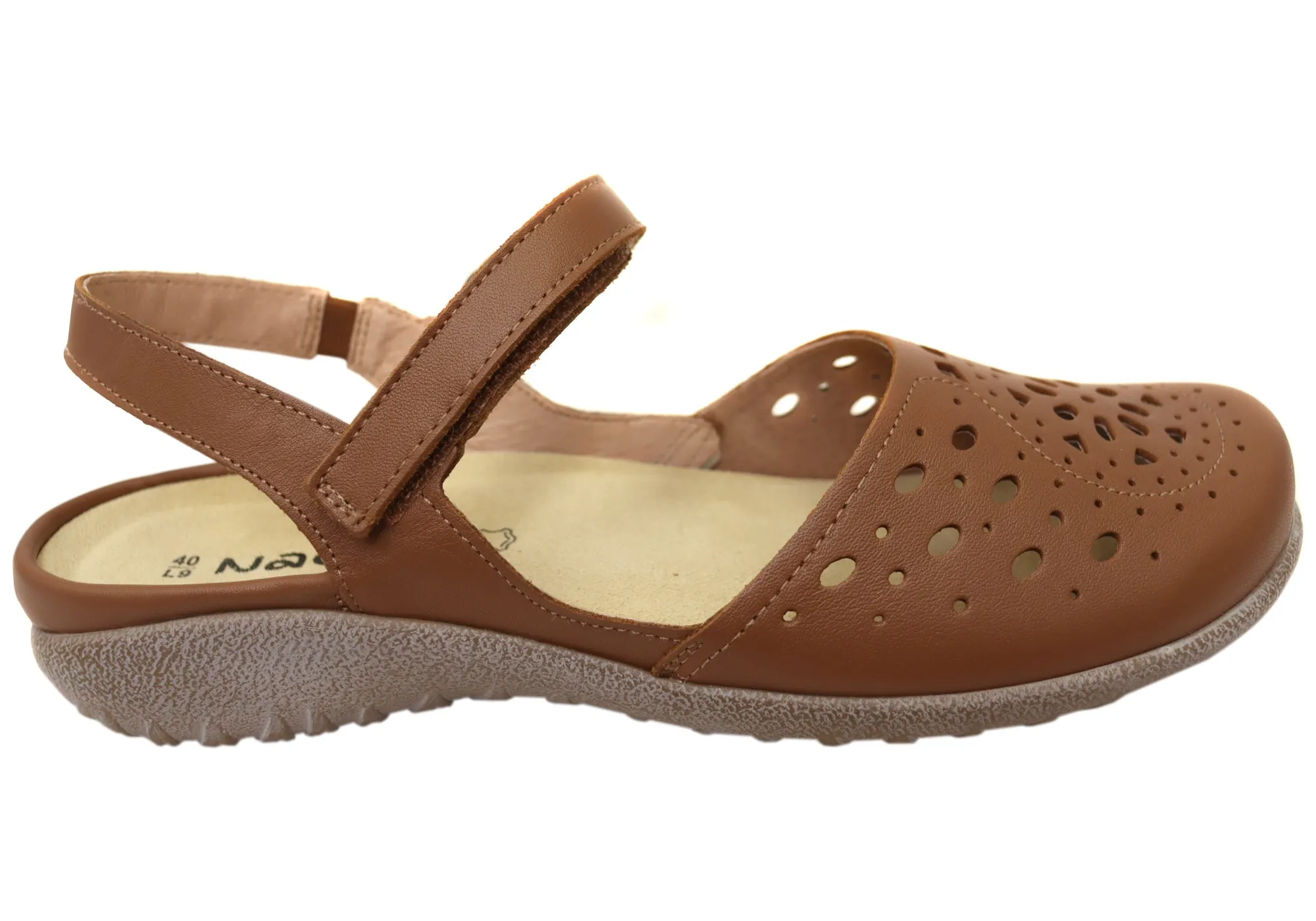 Slip Entry Naot Arataki Womens Closed Toe Orthotic Friendly Leather Flat Sandals