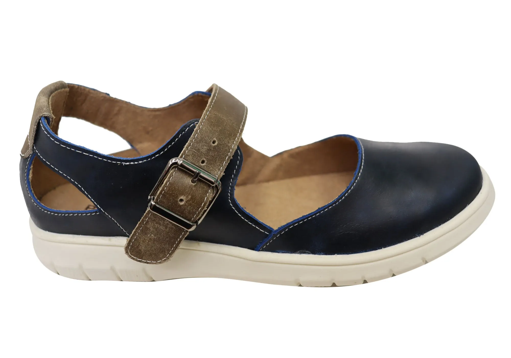 Balatore Paige Womens Comfortable Brazilian Mary Jane Leather Shoes Zip Up Midday Style