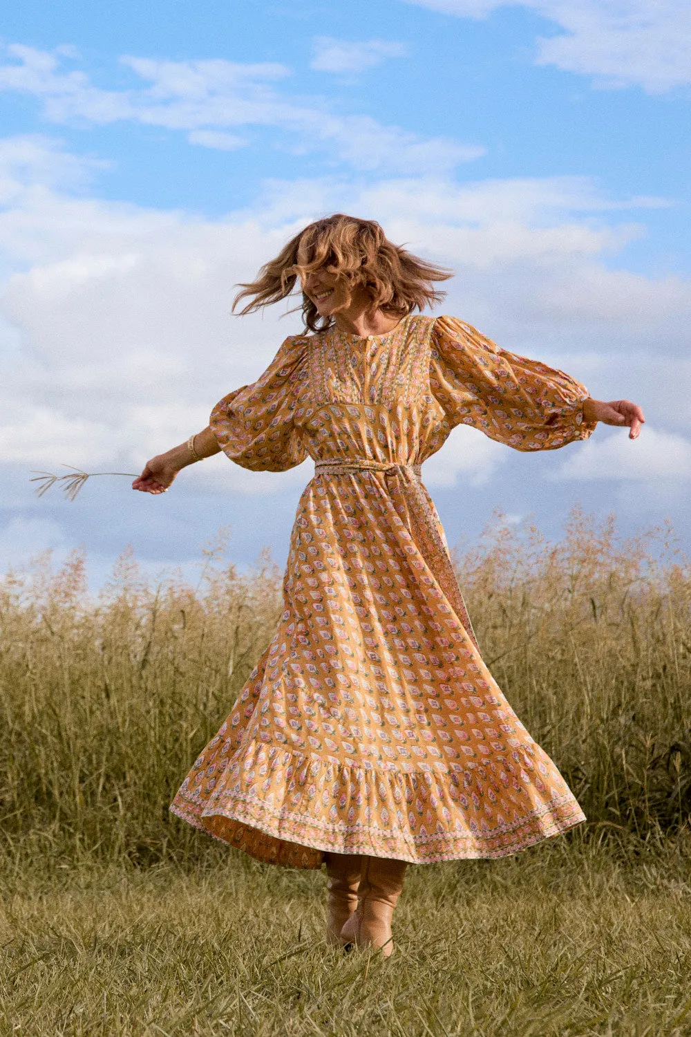 Bonnie Umbrella Dress in Peach Dreams Elegant Look