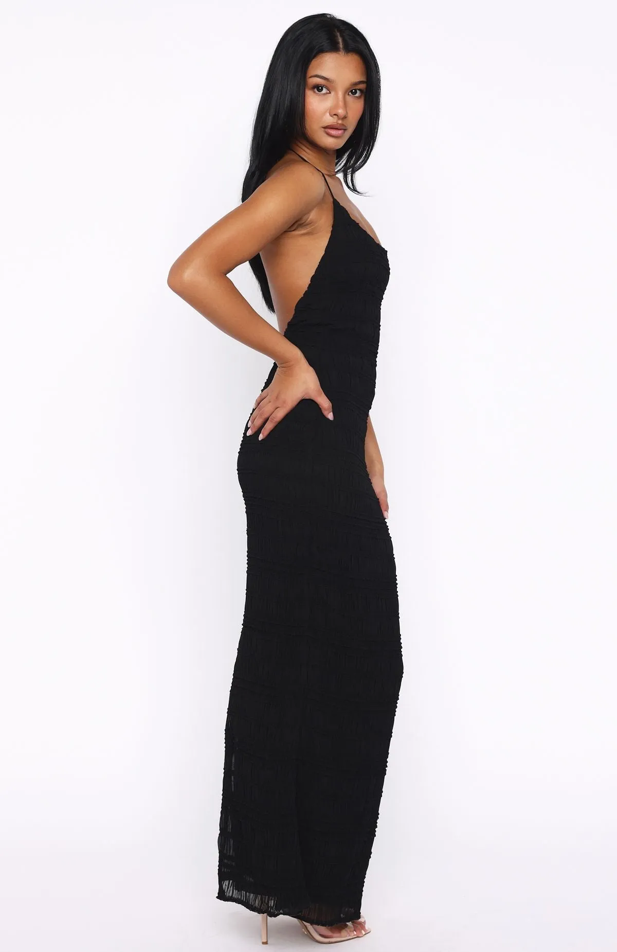 Chill Friendly Never Say Goodbye Halter Maxi Dress Black