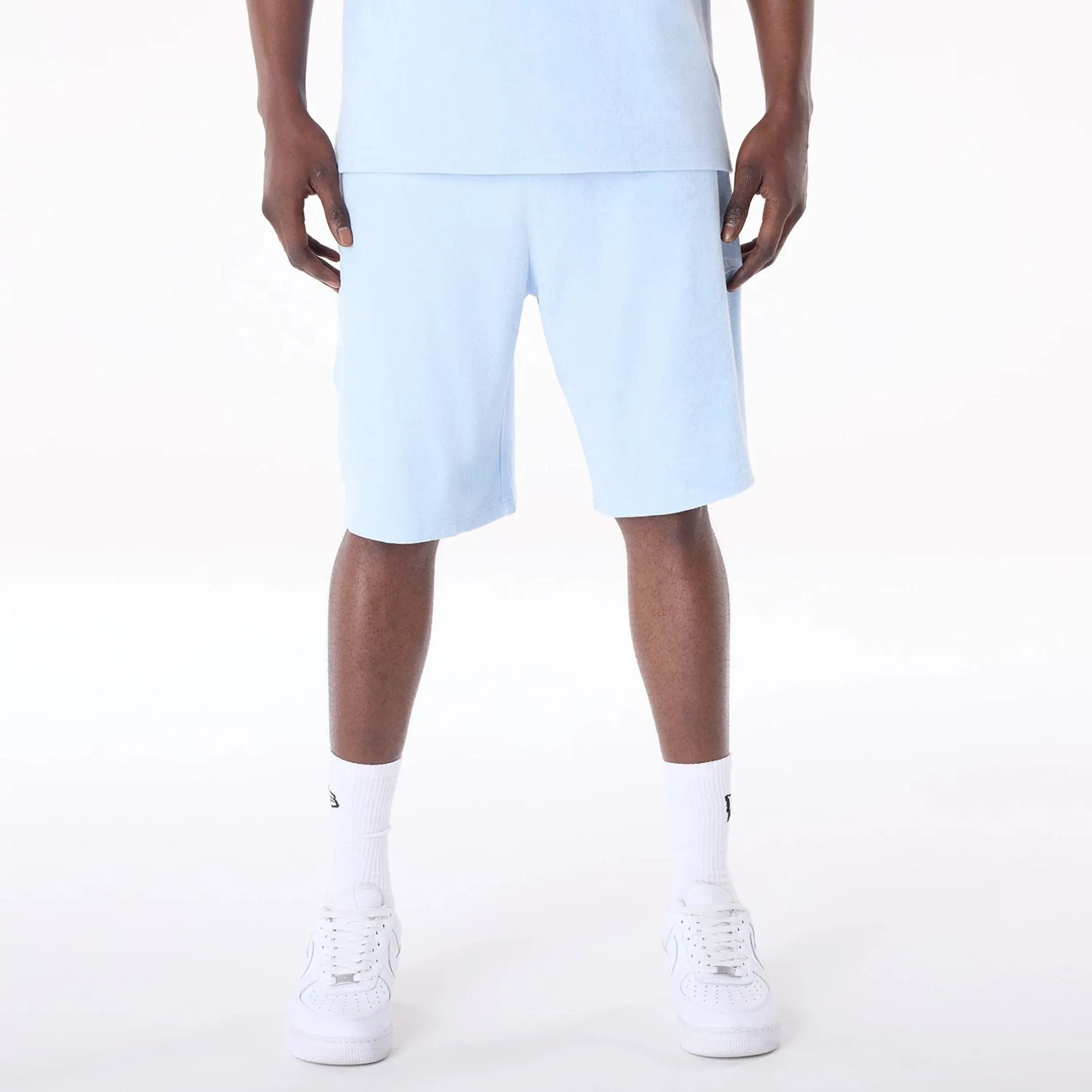 homecoming suede look New Era Towelling Pastel Blue Shorts