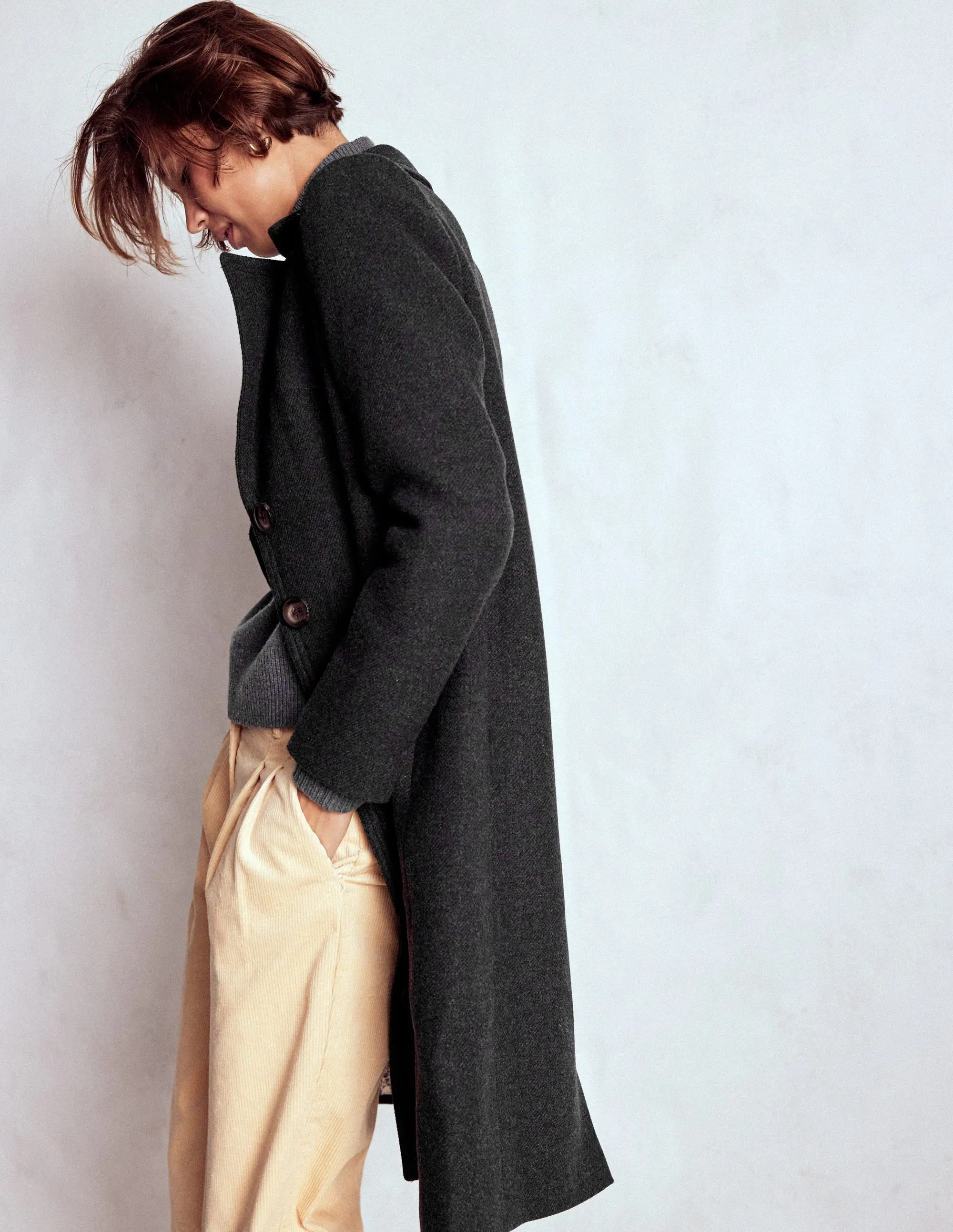 Simple Comfort Newport Wool Coat-Charcoal Marl