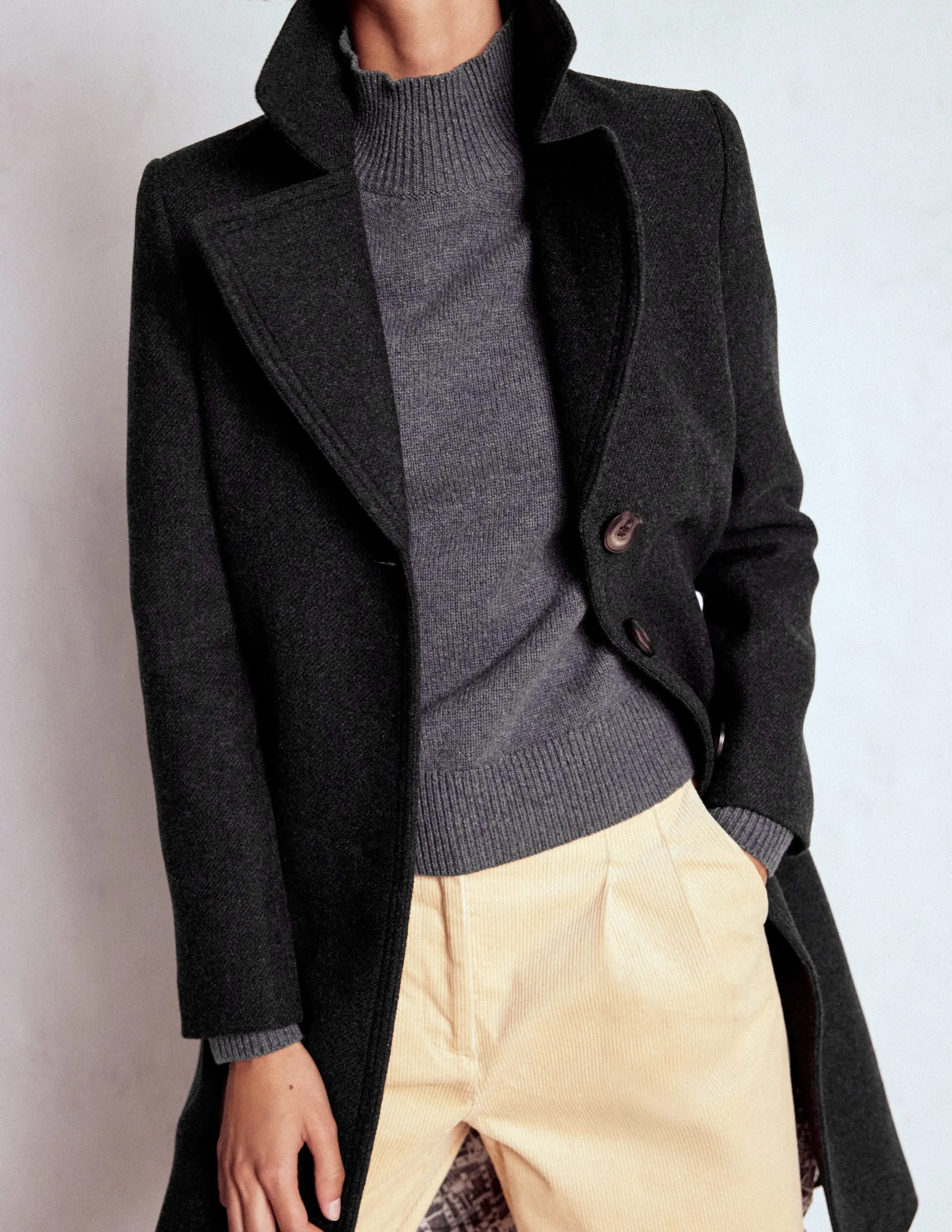 Anti Static Interior Go To Layer Newport Wool Coat-Charcoal Marl