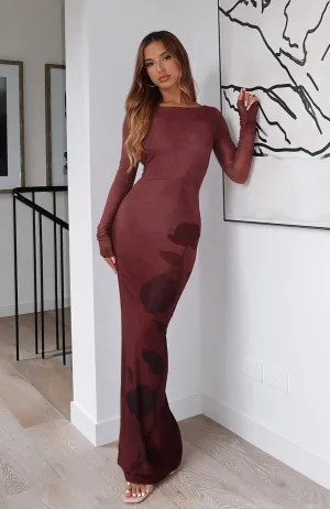 Warm Pink Comfy and Cozy No Halo Long Sleeve Maxi Dress Cocoa Bloom