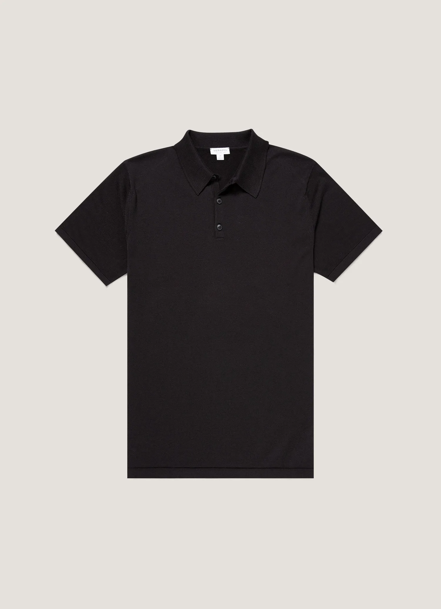 Men's Sea Island Cotton Knit Polo Shirt in Black All Day Comfort Airflow Ventilation