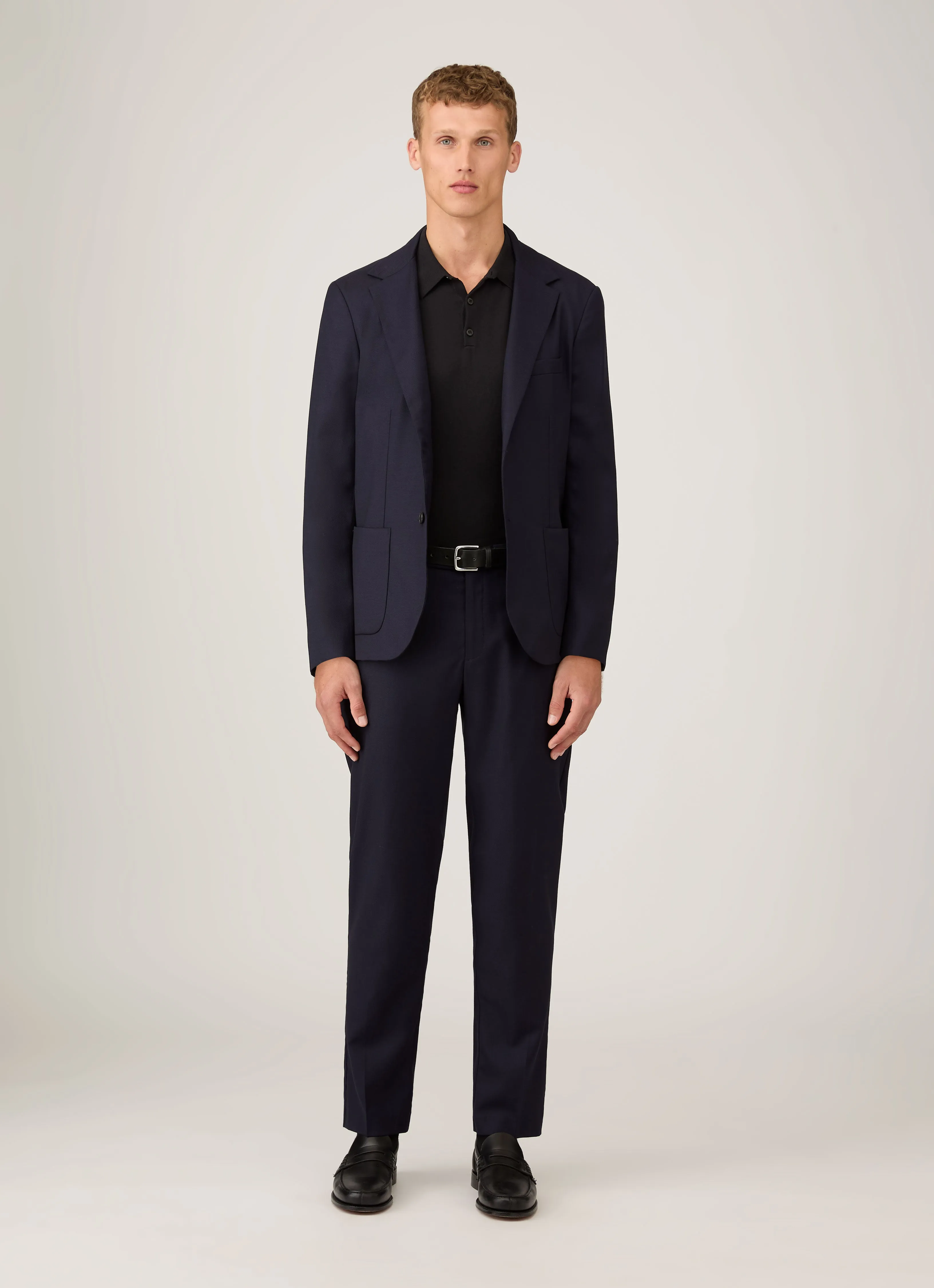 Men's Sea Island Cotton Knit Polo Shirt in Black Fashionable Essential Top