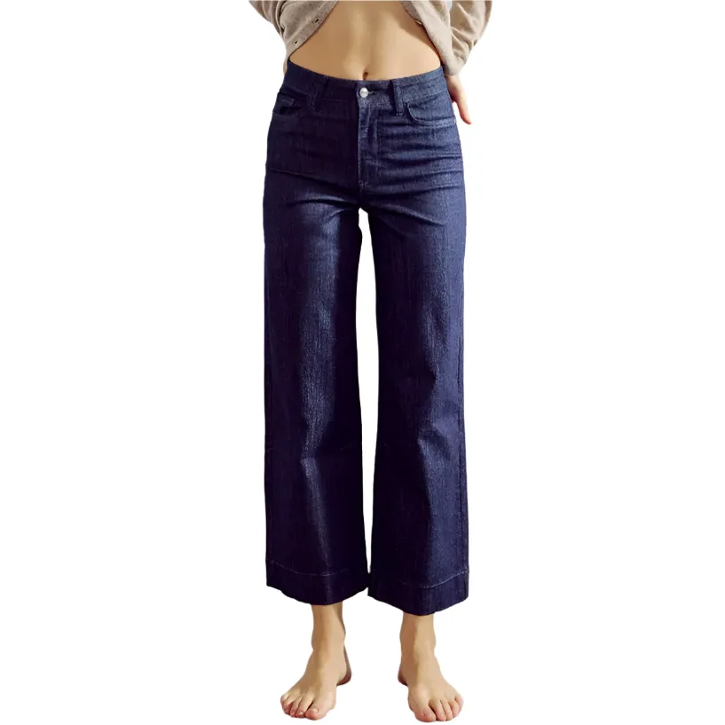 Soft Date Night Street Fashion Versatile Outfit Numph Womens Jeans Paris Pant Crop Dark Denim Blue