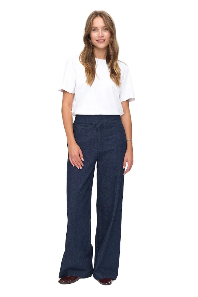 Numph Womens Pants Bussy Denim Long Dark Blue Denim Artist Vibe Everyday Sunny Vibes Casual