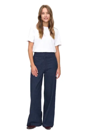 Numph Womens Pants Bussy Denim Long Dark Blue Denim Artist Vibe Everyday Sunny Vibes Casual