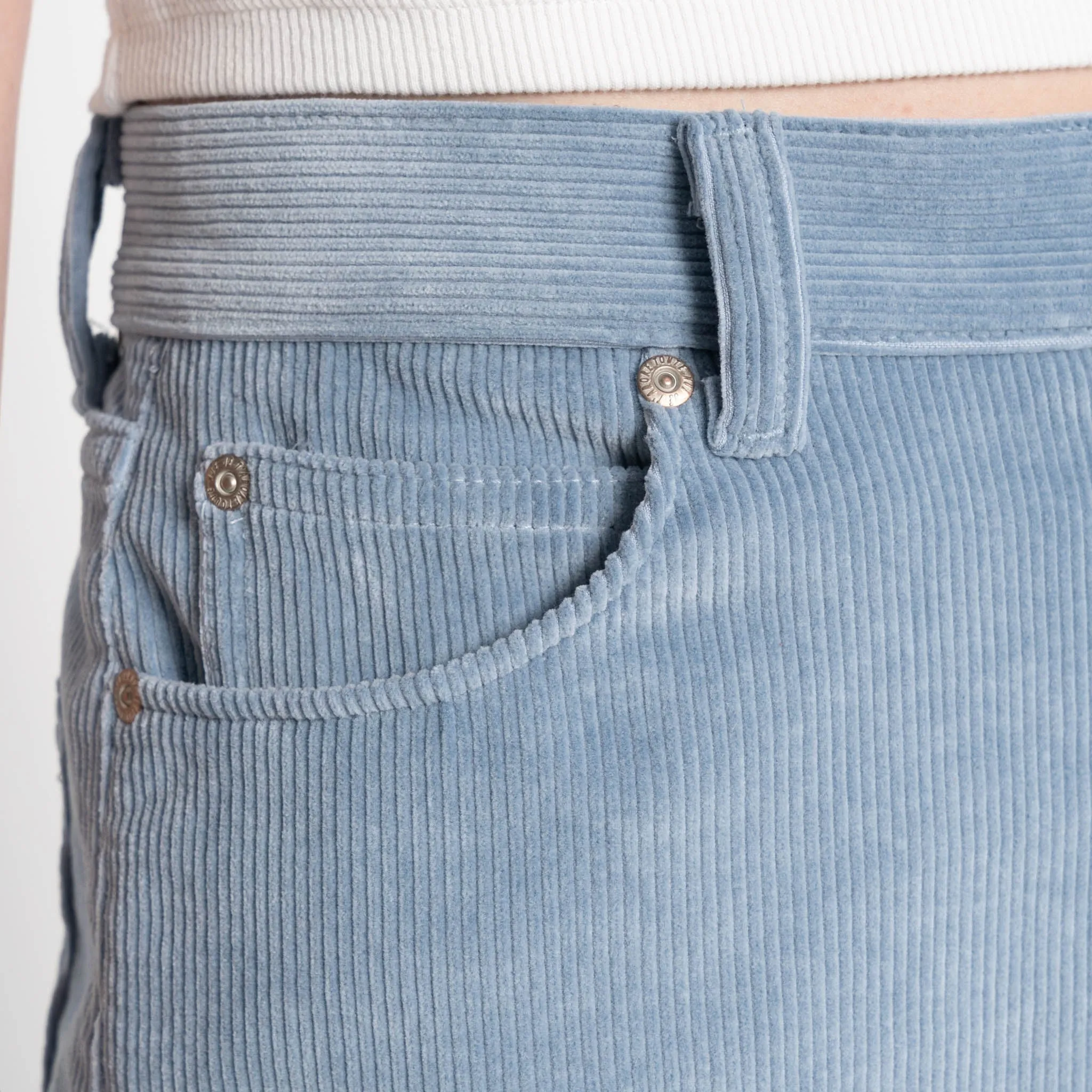 Bestie - Organic Faded Corduroy - Pale Indigo Travel Outfit Evening Stroll Minimalist