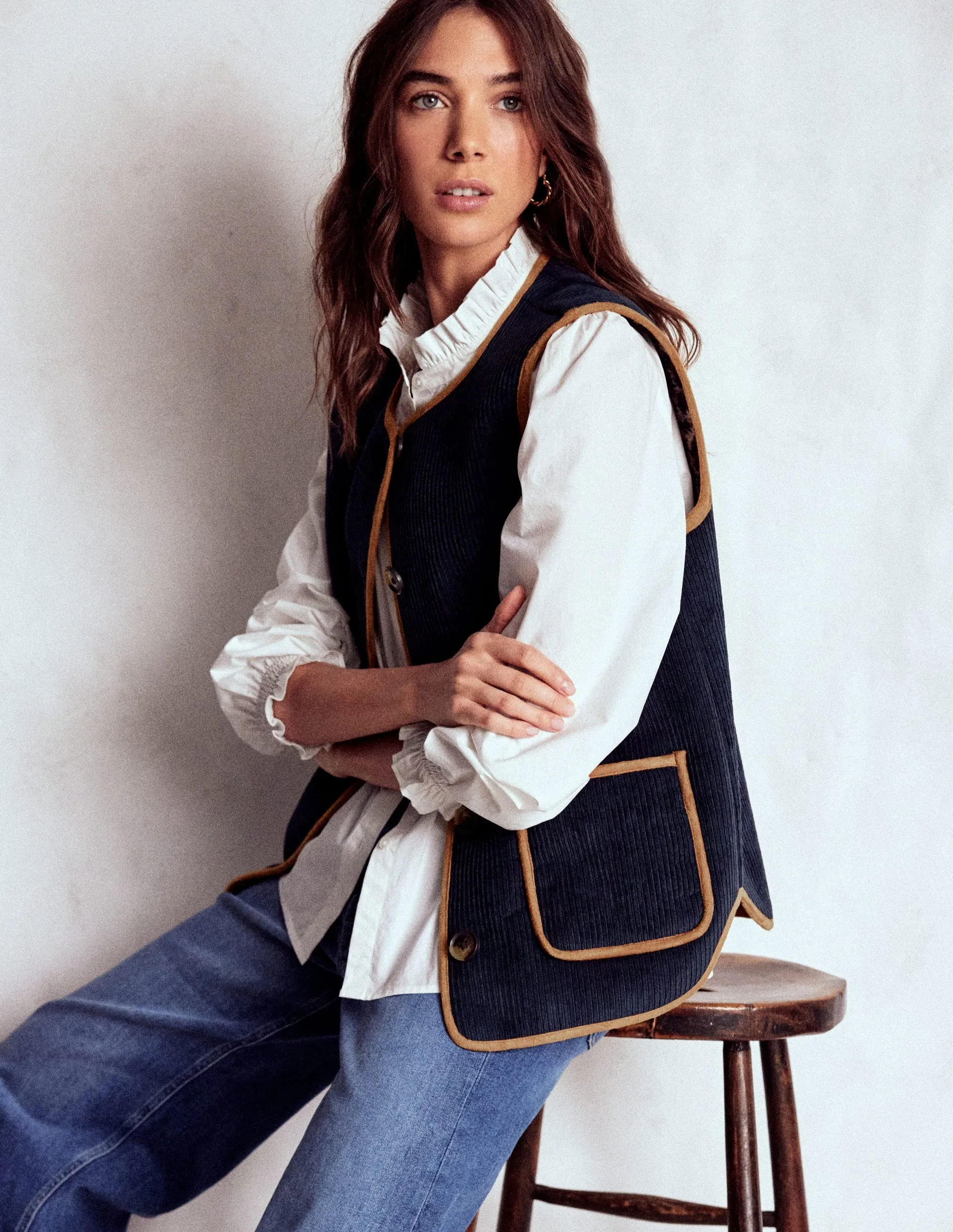 Clerkenwell Reversible Gilet-Navy, Leopard High Collar Windguard Low Profile Logoing