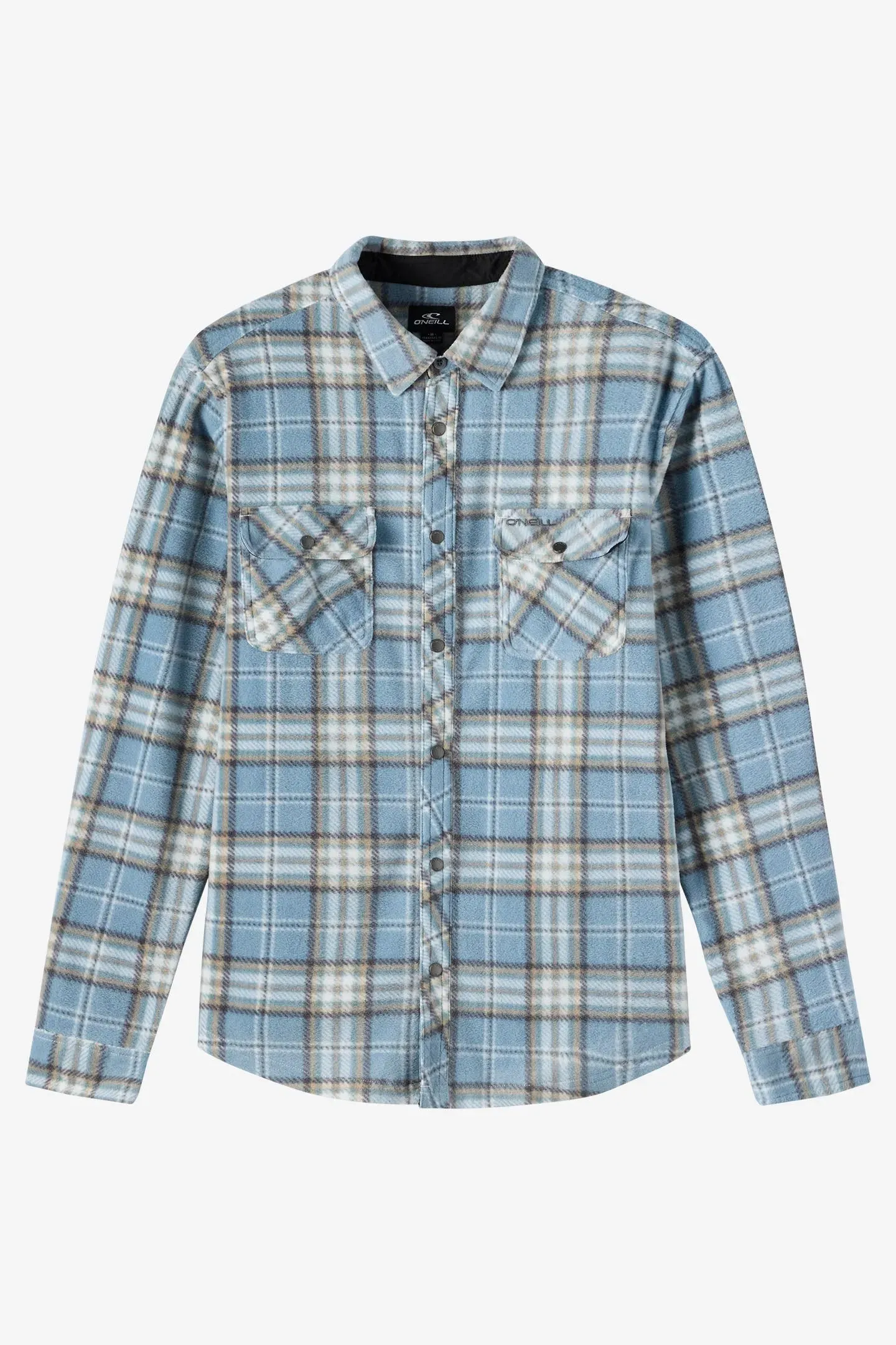 Oneill Mens Shirt Glacier Plaid Superfleece Quick Comfort Low Profile Silhouette