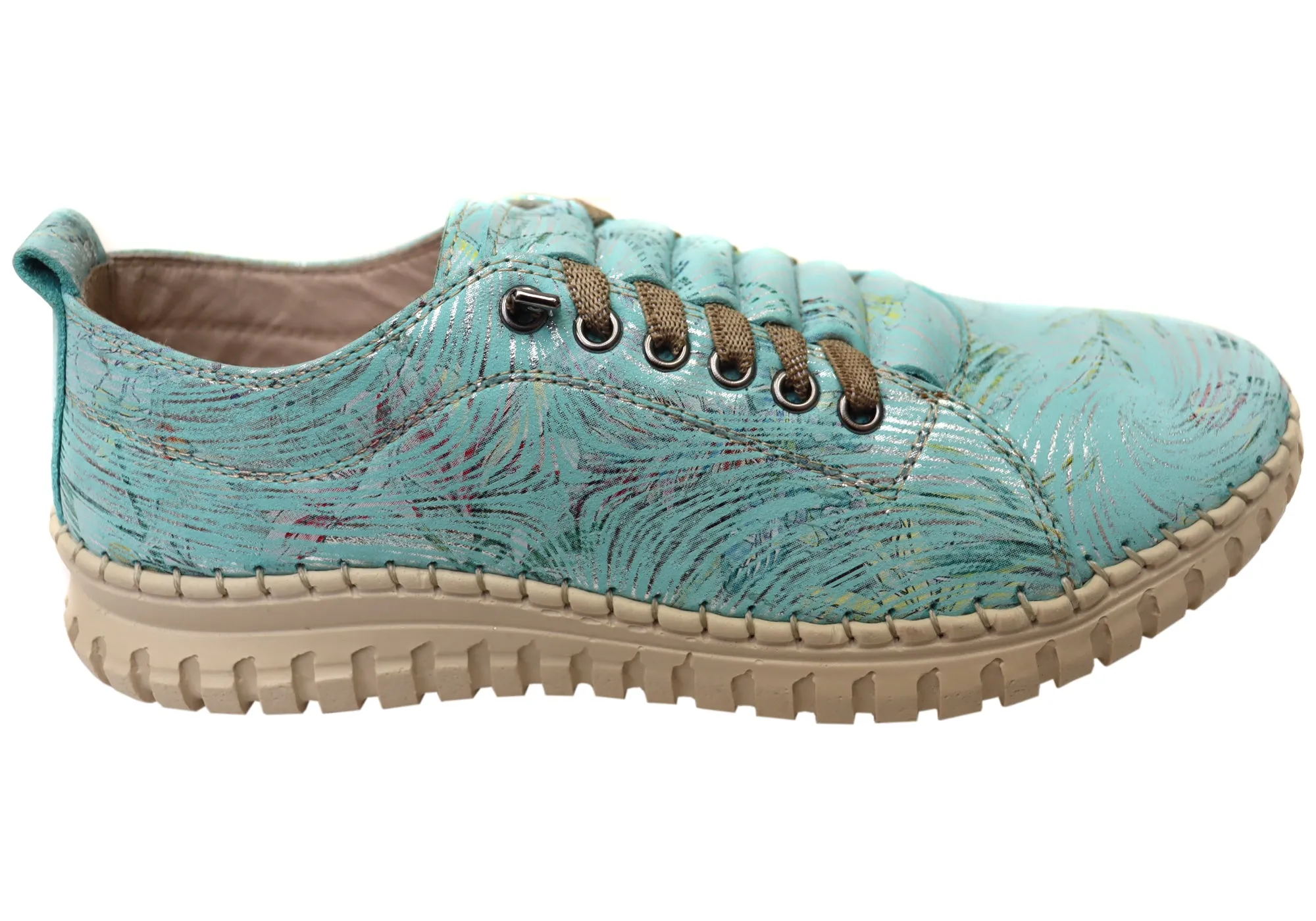 Orizonte Imogen Womens European Comfortable Leather Slip On Shoes Ultra Run Neat Lines