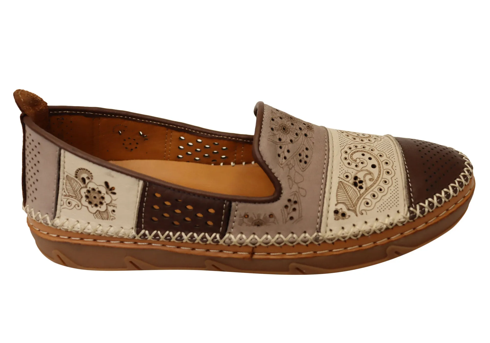 Orizonte Patchly Womens European Comfortable Soft Leather Shoes Fall Wardrobe