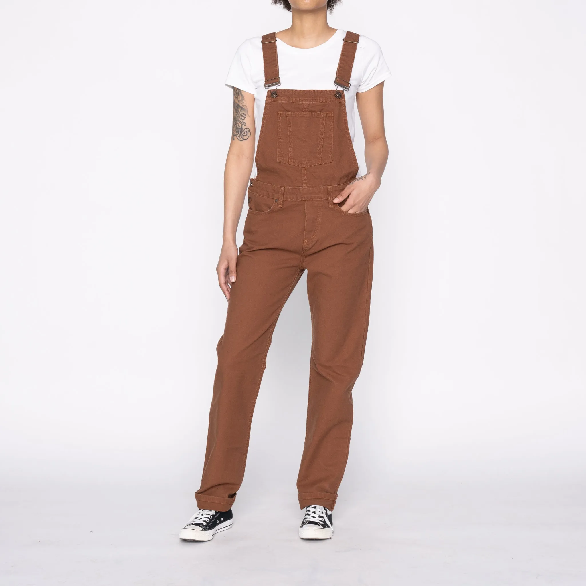 Sustainable Trend Setter Versatile Anti Slip Belt Loops Overalls - Brick Canvas