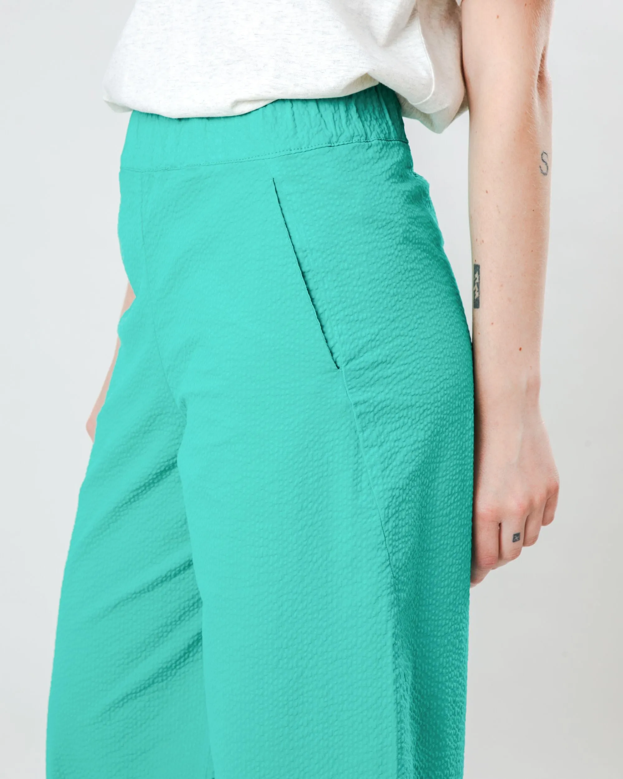 Oversize Picnic Pants Green HighDensityWeave Cool Weather