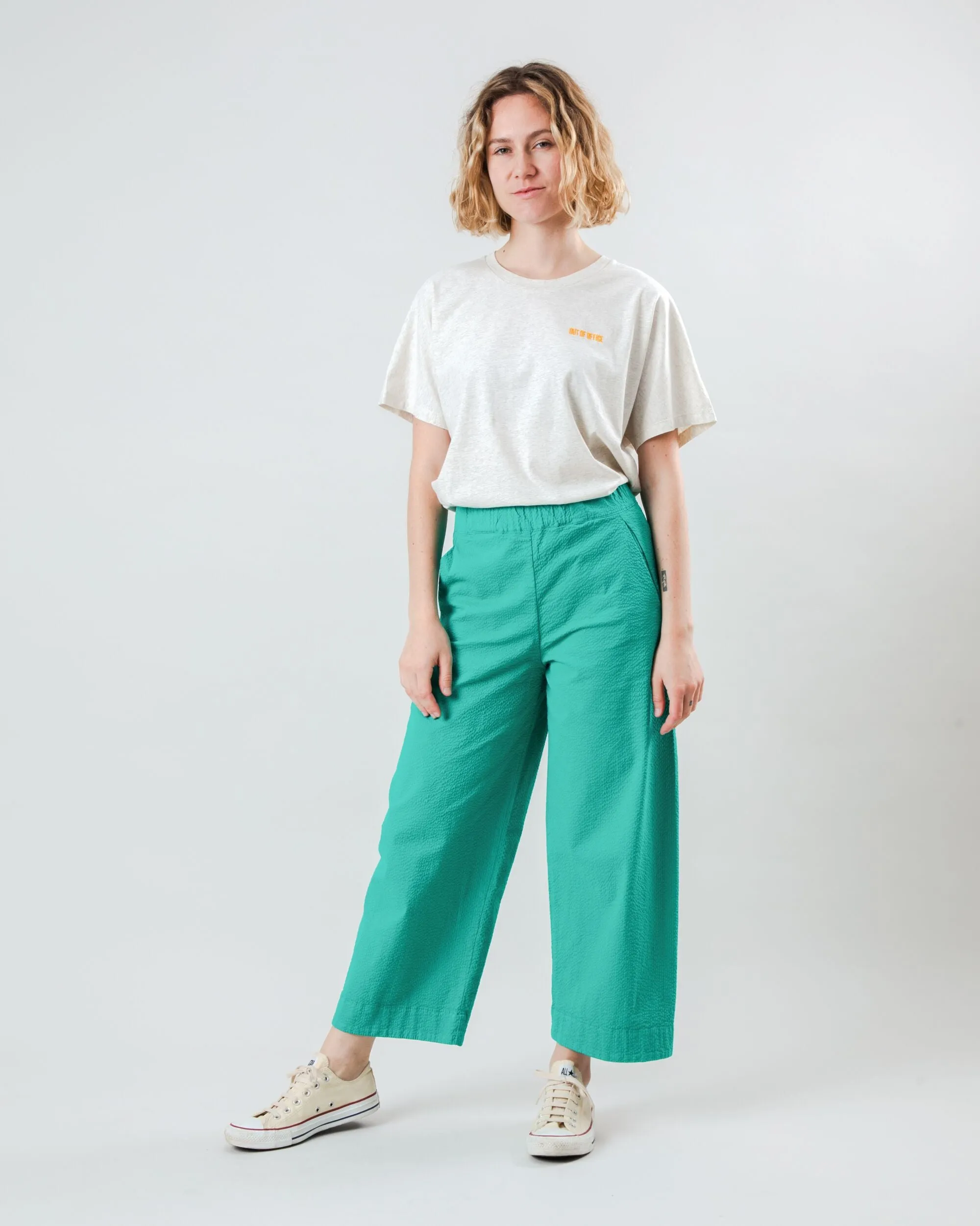 Metallic accents Oversize Picnic Pants Green