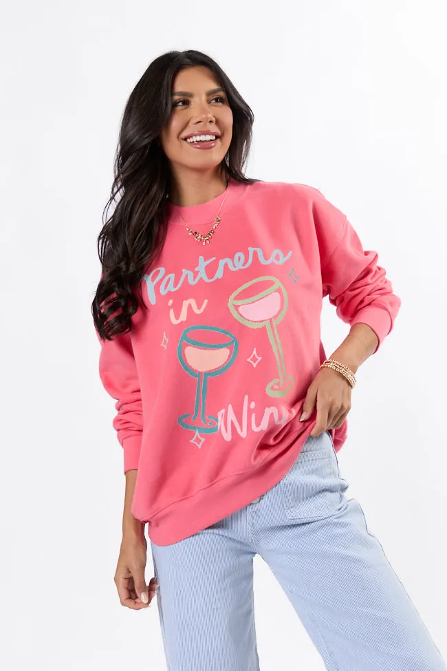 Partners in Wine Light Red Graphic Sweatshirt Mind Glow
