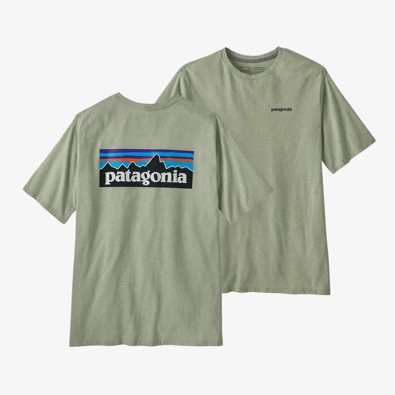 Low Profile Collar Outdoor Leisure Look Patagonia Mens Shirt P-6 Logo Responsibili-Tee