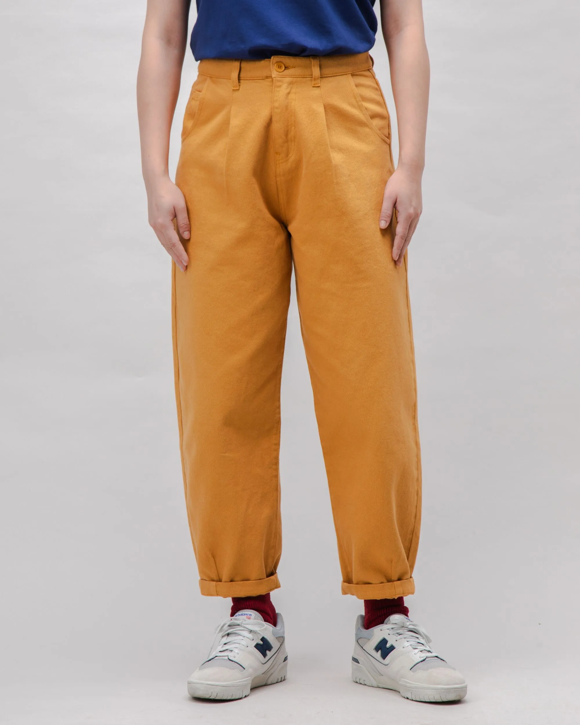 HeatRegulating Pegged Cotton Twill Pants Ochre