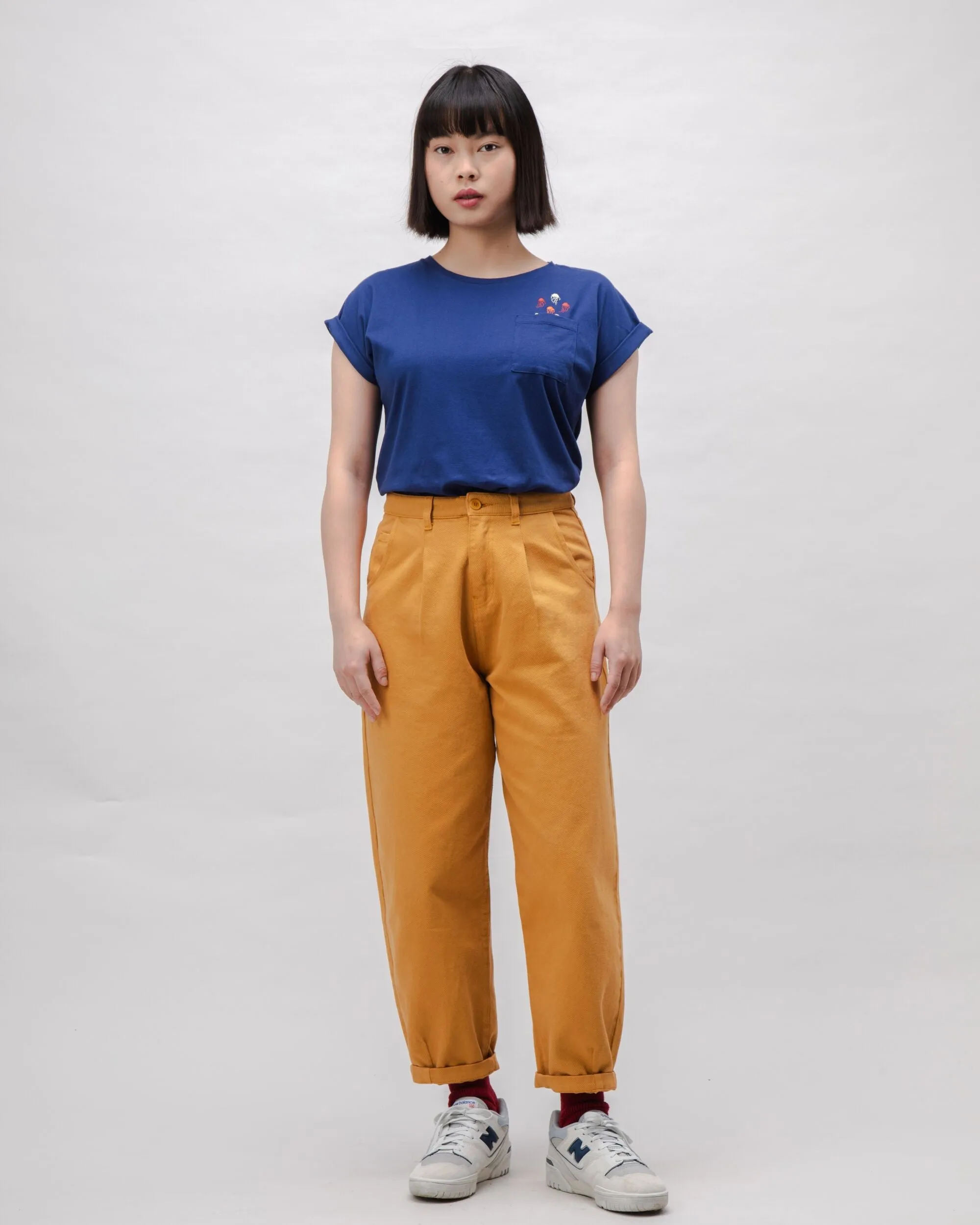Pegged Cotton Twill Pants Ochre Casual Movement ReinforcedHemline