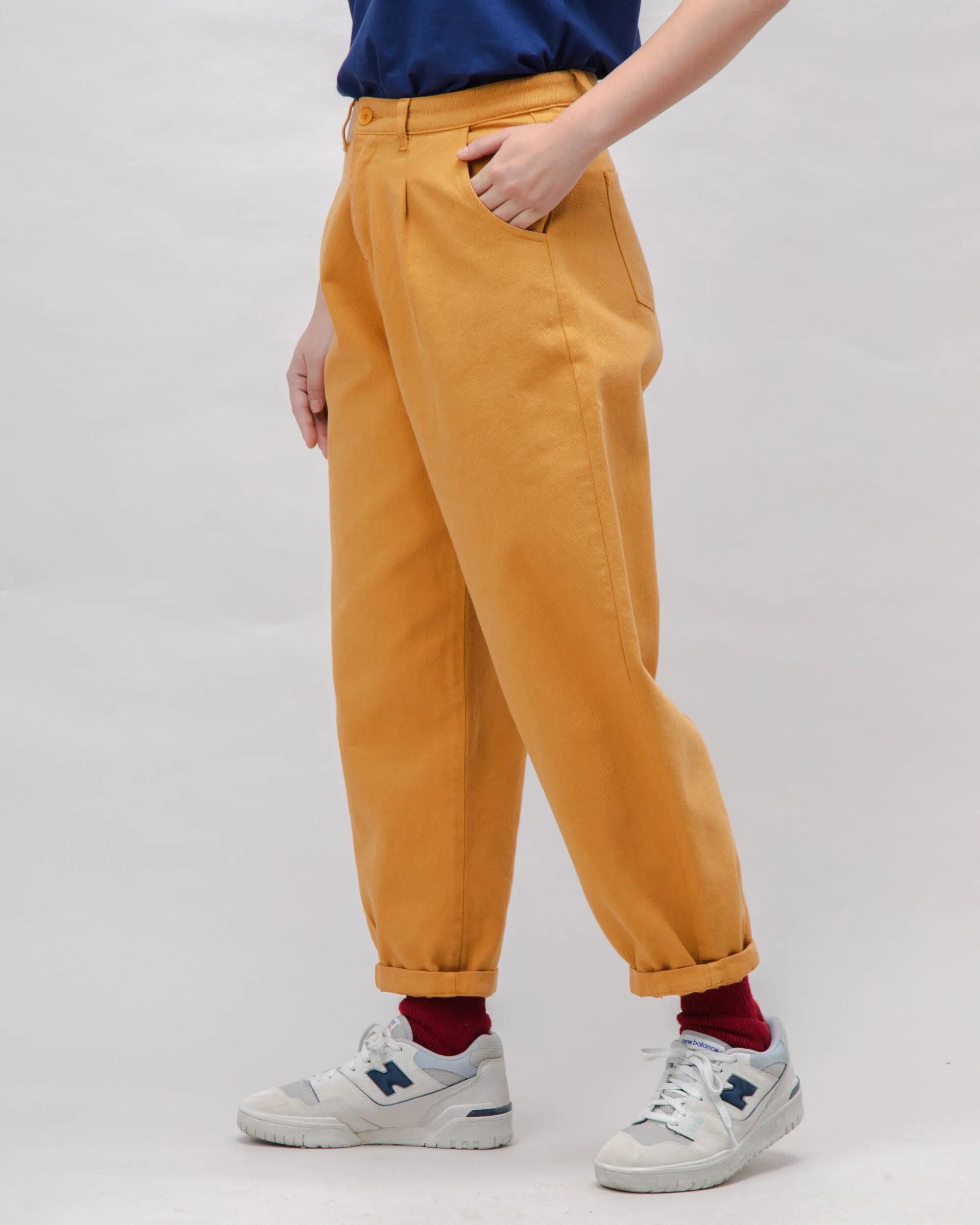 slim fit Sweat Wicking Liner Pegged Cotton Twill Pants Ochre
