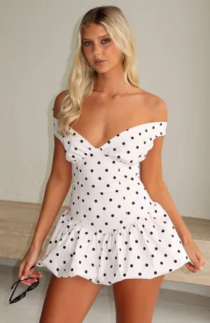 Wrap style Charming Design The Moment I Met You Mini Dress Cream/Black Polka Dot