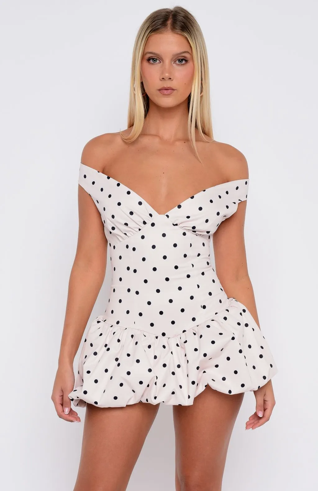 Flexible Comfort ReinforcedHem The Moment I Met You Mini Dress Cream/Black Polka Dot