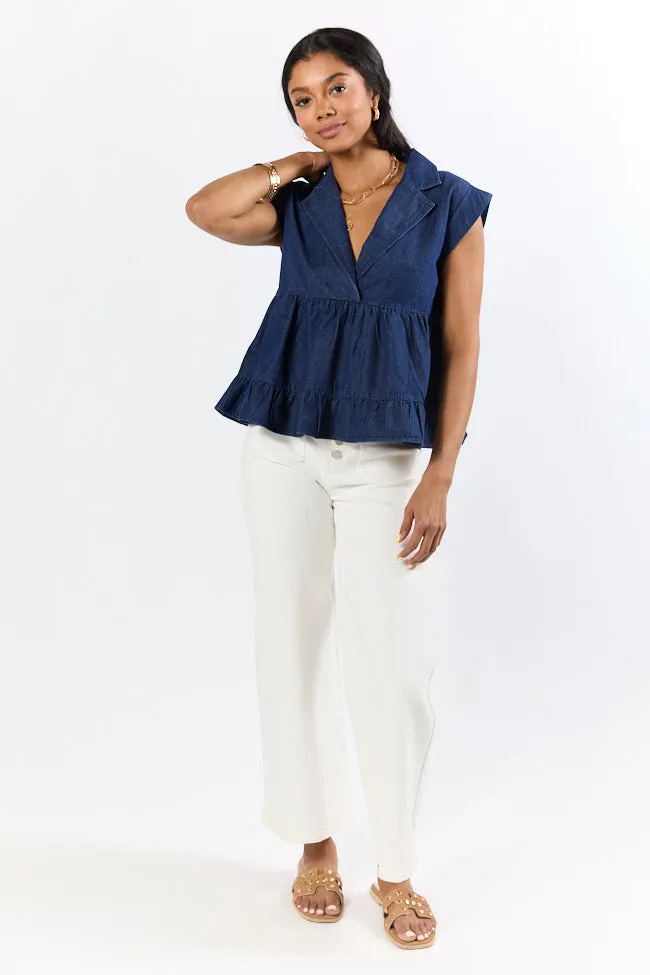 Perfect Aura Dark Wash Denim Collared Tank SALE Free Fit Art Core