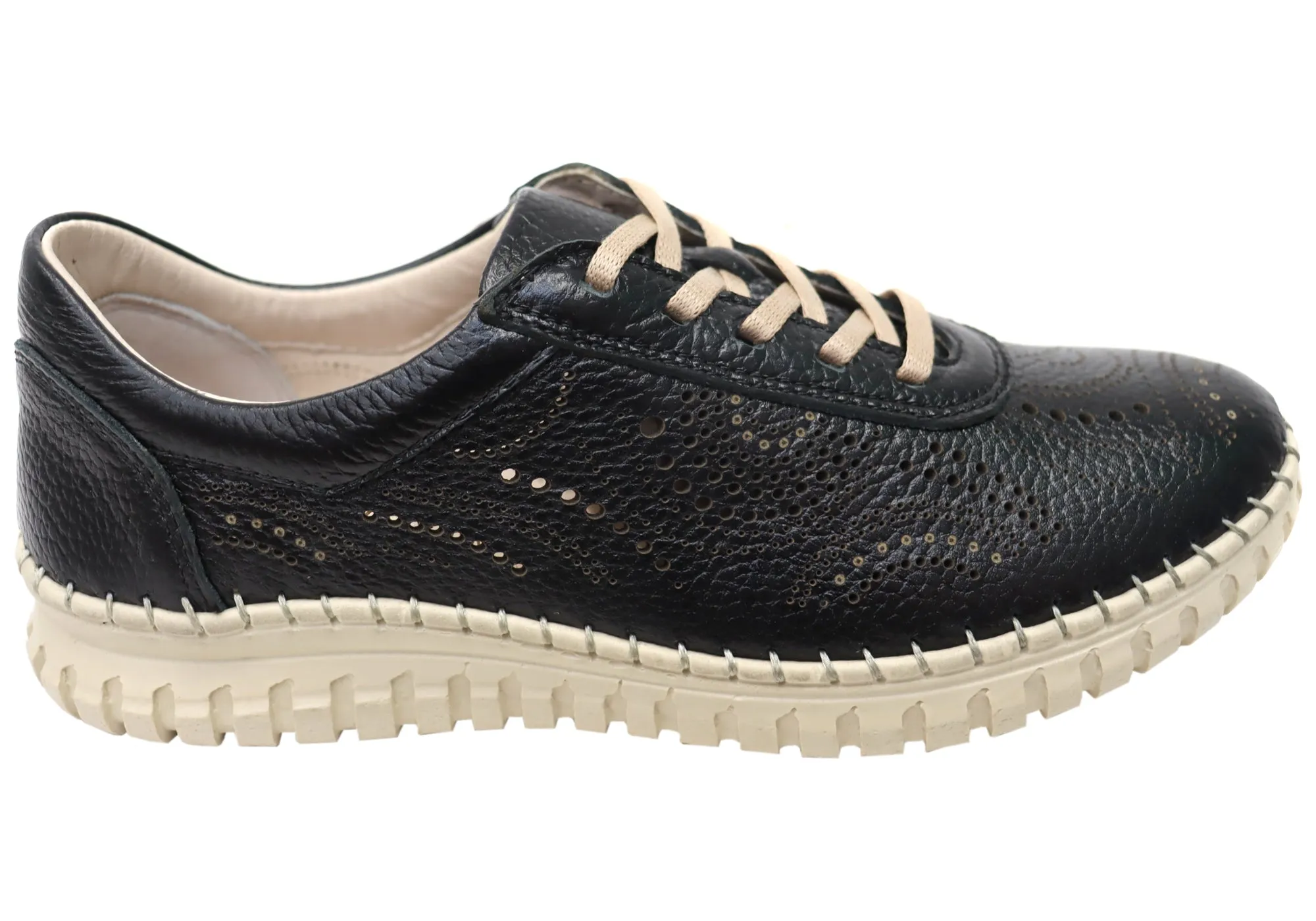 Orizonte Hazel Womens European Comfortable Leather Lace Up Shoes Goal Hike SoftMaterial