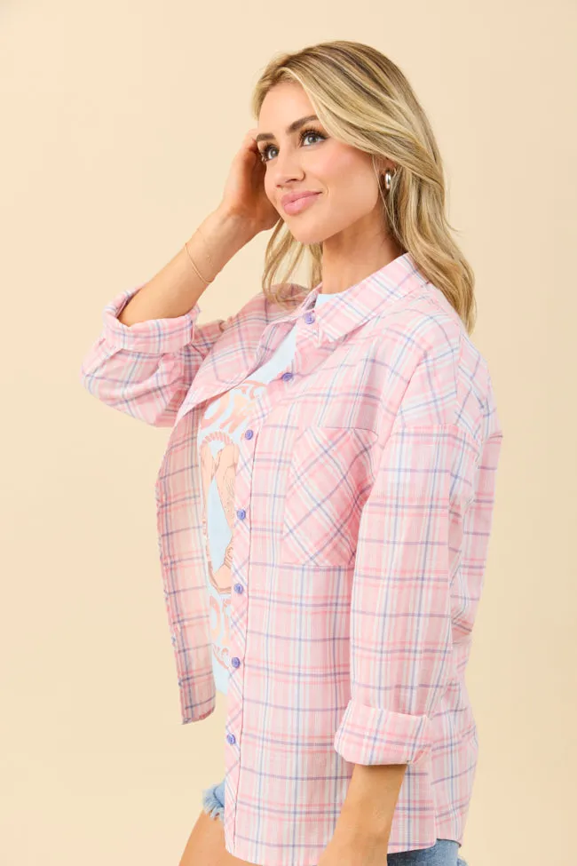 Rory Pink and Blue Plaid Button Down Top SALE Meeting Ready