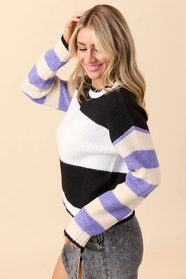Lizzie Purple Black White Colorblock Sweater SALE Outdoor Footwear