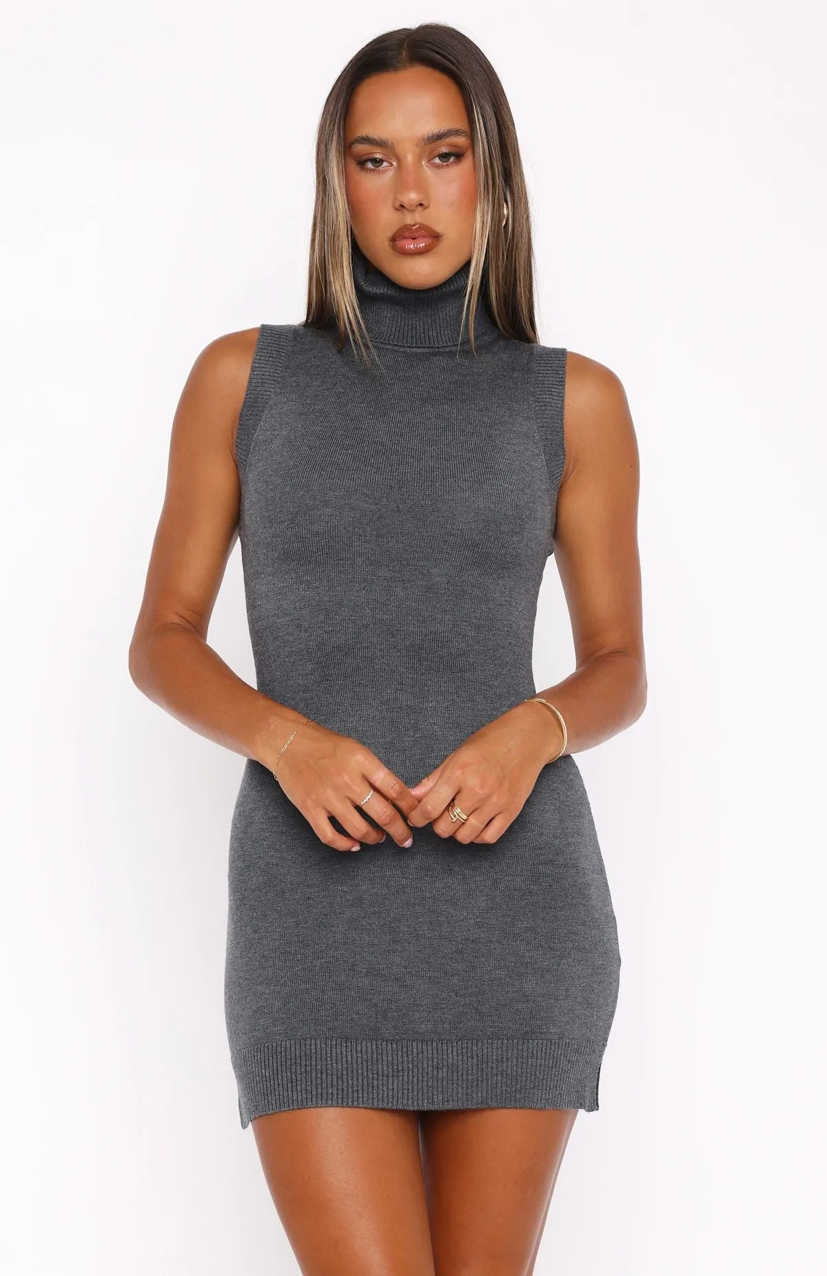 Only Necessary Knit Mini Dress Grey Match Quick Influencer-Approved