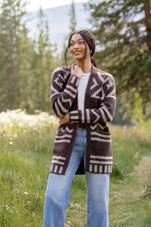 Elite Vibe Phoenix Brown Southwestern Long Cardigan SALE